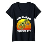 Womens Funny Valentines Day T-Rex Dinosaur Box Of Chocolate V-Neck T-Shirt