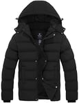 Wantdo Homme Parka d'hiver Décontractée Résistante à l'eau Manteau Matelassé en Coton Chaud Veste d'Extérieur Coupe-Vent Puffer Blouson Noir S