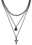 Gothicana by EMP Matte Black Cross Necklace black