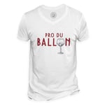 T-Shirt Homme Col V Pro Du Ballon Humour Vin Foot