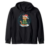 Funny Cat in Christmas Tree Costume for Cats Zip Hoodie