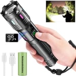 JAY-PARK Lampe Torche LED Ultra Puissante 500000 Lumens, Rechargeable, Longue Portée, 5 Modes D'éclairage, Zoomable