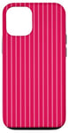 Coque pour iPhone 12/12 Pro Rose vif rayé girly esthétique Preppy Stripe