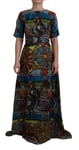 Dolce & Gabbana Robe Multicolore Sicile Soie A-Line Long IT40 / US6/S 3380usd