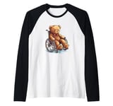 Heartwarming Teddy Bear in Wheelchair Journey Raglan Baseball Tee