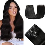 HotLulana Extension Clip Cheveux Naturel 120g 7pcs 50cm Naturel Black Invisible Extension Cheveux Naturel Rajout Cheveux Clip Naturel 20 Pouce Naturel Clip In Extension Human Hair 1B#