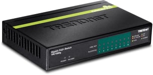 TRENDnet 8-Port Gigabit PoE+ Switch (Black) V1.1R Unmanaged 8 x PoE+ Ports