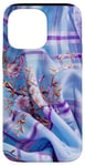 Coque pour iPhone 14 Pro Max Toile bleue claire à carreaux style bohème violet