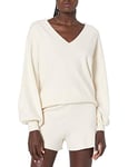 The Drop Mia Pull ultra doux avec encolure en V et manches cloche pour Femme, Blanc Whisper, XS