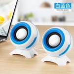 Mini haut-parleur Subwoofer Petits haut-parleurs d'ordinateur sans fil 4d stéréo USB Filaire Bureau Multimédia Fil Contrôle 3D Surround Notebook,Sky Blue