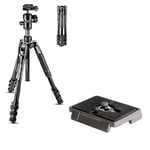 Manfrotto Befree Advanced Photo Travel Tripod Kit Folding Lock Aluminum Ball Head and 200PL Quick Release Plate 1/4 Inch Portable and Compact for DSLR and Mirrorless Cameras, Camera Accessories
