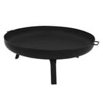 Bol à feu basero acier noir avec 3 pieds pliables foyer grille barbecue 80x29cm