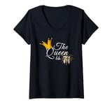 Womens The Queen Is 71 Seventy One Year 71st Birthday Party Gift V-Neck T-Shirt