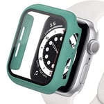 Protection d'Écran Compatible Pour Apple Watch Case 45mm 44mm 42mm 41mm 40mm 38mm, Hard Pc Case Avec Protection d'Écran Hd En Verre Trempé Pour Iwatch Series 9 8 7 6 Se 5 4 3 2 1, Vert foncé, 45mm