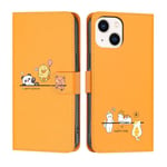 Butnyeoe Coque pour iPhone 13(6,1") Clapet,Housse Pochette iPhone 13 avec Rabat,Portefeuille Etui avec Porte-Carte,PU Cuir Flip Folio Case.Chat Panda Ours(Orange)