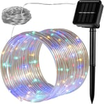 Voltronic - Tube lumineux solaire 100 led, intérieur et extérieur, IP44, 2 modes d'éclairage, choix de la couleur, multicolore