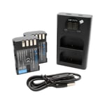 Battery x2 DMW-BLF19, DMW-BLF19E 1860mAh & USB LCD Dual Charger for Panasonic