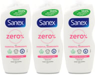 Sanex Zero Sensitive Skin Shower Gel 225ml | Hypoallergenic | Moisturising X 3