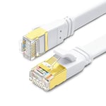 Yauhody CAT8 Ethernet Cable 10M LAN Cable 10M Flat High Speed 40Gbps 2000MHz SFTP Internet Network LAN Cable with Gold Plated RJ45 Connector for Router, PC, Hub, Laptop, Gaming (White,10m)