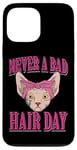 iPhone 13 Pro Max Never A Bad Hair Day Funny Hairless Sphynx Cat Bald Kitten Case