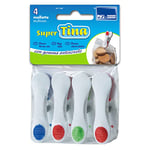 PARODI & PARODI - SuperTina Lot de 4 Pinces à Linge en Plastique résistant pour Fermer Les sachets de Biscuits et de pâtes, Multicolore