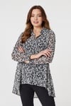 Izabel London Womens Grey Animal Print Oversized Blouse - Size 12 UK