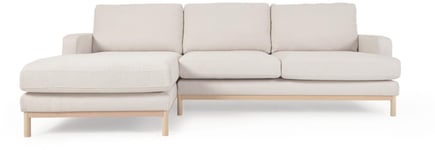 Mihaela, Chaiselong sofa, hvid, H88x264x154 cm, venstrevendt