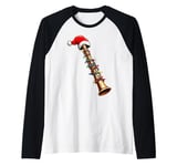 Flute Instrument Christmas Hat Xmas Raglan Baseball Tee