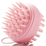 Fancii Scalp Massager for Hair Growth, Shampoo Brush for Wet & Dry Hair, Head Scalp Scrubber Exfoliator for Dandruff Removal, Silicone Shower Brush for All Hair Types (Pink)