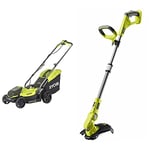 RYOBI - Tondeuse à Gazon Électrique sans Fil à Batterie 18V One+ Ø 25-30cm - Ramassage et Mulching & Coupe-Bordure