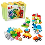 LEGO DUPLO Classic Cars and Trucks Brick Box Toddler Learning Toys, Features a Race Car and Truck Toy for 18 Month old boys & Girls, Creative Vehicle Set to Develop Fine Motor Skills 10439