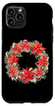 Coque pour iPhone 11 Pro Poinsettia Rouge Vert Noël Hiver Fleur Vacances