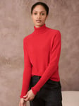 Brora Cashmere Boxy Polo Neck Jumper, Rosehip