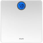 Vitafit Digital Bathroom Scales for Body Weight, Weighing Scales with Step-On Technology, LCD Display(Stone/kgs/lbs),Tempered Glass Silver