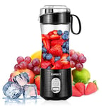 TOPESCT Portable Blender, Personal Mixer Fruit Rechargeable with USB, Mini Blender for Smoothie, Fruit Juice, Milk Shakes 380ml, Six 3D Blades for Great Mixing (Black)