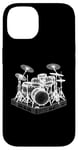 Coque pour iPhone 14 Ensemble de batterie 3D Wireframe - Vintage Drummer Drums Lover