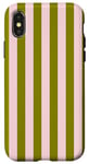 Coque pour iPhone X/XS Rose Olive Vert Rayé Mignon Girly Esthétique Preppy Stripe