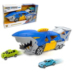 Kids Shark Transporter Play Set 2 Car Launching Truck Pull Back Vehicle Fun Game