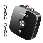 UGREEN Bluetooth Receiver for Hi-Fi, Bluetooth 5.3, Low Latency Audio, 3.5mm Aux and RCA Connection, 8H Playtime, Long Range, Dual Pairing, Bluetooth Adapter for HiFi Amplifier, Home Stereo, Speaker