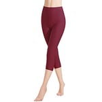 Libella Legging Femme 3/4 Pantalon Coton de Sport Jegging Taille Haute Femmes Yoga Opaque Doux Grande Taille Fitness Multicolore 4161-1-Vin Rouge-XL