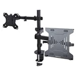 StarTech.com Monitor Arm with VESA Laptop Tray, For a Laptop (4.5kg/9.9lb) and a Single Display up to 32" (8kg/17.6lb), Black, Adjustable Laptop Arm Mount, C-clamp/Grommet Mount (A2-LAPTOP-DESK-MOUNT)