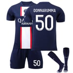 Paris 22/23 Fotbollssatser Barn Hemträning T-shirt Shorts Kostym Adult Kids fotboll Tröjor DONMARUMMA Goodies Uppdatering av säsongen DONMARUMMA 50 Kids 28(150-160CM)