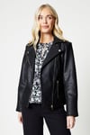 Petite Black Faux Leather Biker Jacket