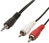 Câble adaptateur audio Jack 3,5 mm stéréo mâle vers 2x RCA mâles 1,00 m noir