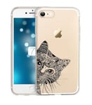 Coque Iphone 7 PLUS 8 PLUS chat doodling tatoo noir transparente