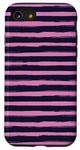 Coque pour iPhone SE (2020) / 7 / 8 Bleu marine rose rayé girly esthétique Preppy Stripe