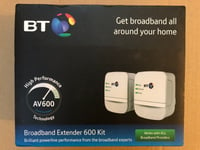 BT Broadband Extender 600 Kit AV600 High Performance Ethernet Connection - New