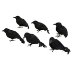 6pcs Halloween Black Feather Crows Model Indoor SimulatioBirds Prop