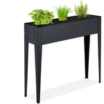 Relaxdays - Parterre surélevé en métal, bac à fleurs pour jardin, balcon & terrasse, pot à fleurs, hlp : 83x99x26 cm, noir