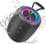 Enceinte Bluetooth Portable, Haut-Parleur BT5.3 sans Fil 20W Bluetooth Speaker Basses Riches 16H avec Lumière LED, Supporte Radio FM, TF, USB, AUX pour Maison, Cyclisme, Extérieur, Voyages, Douche